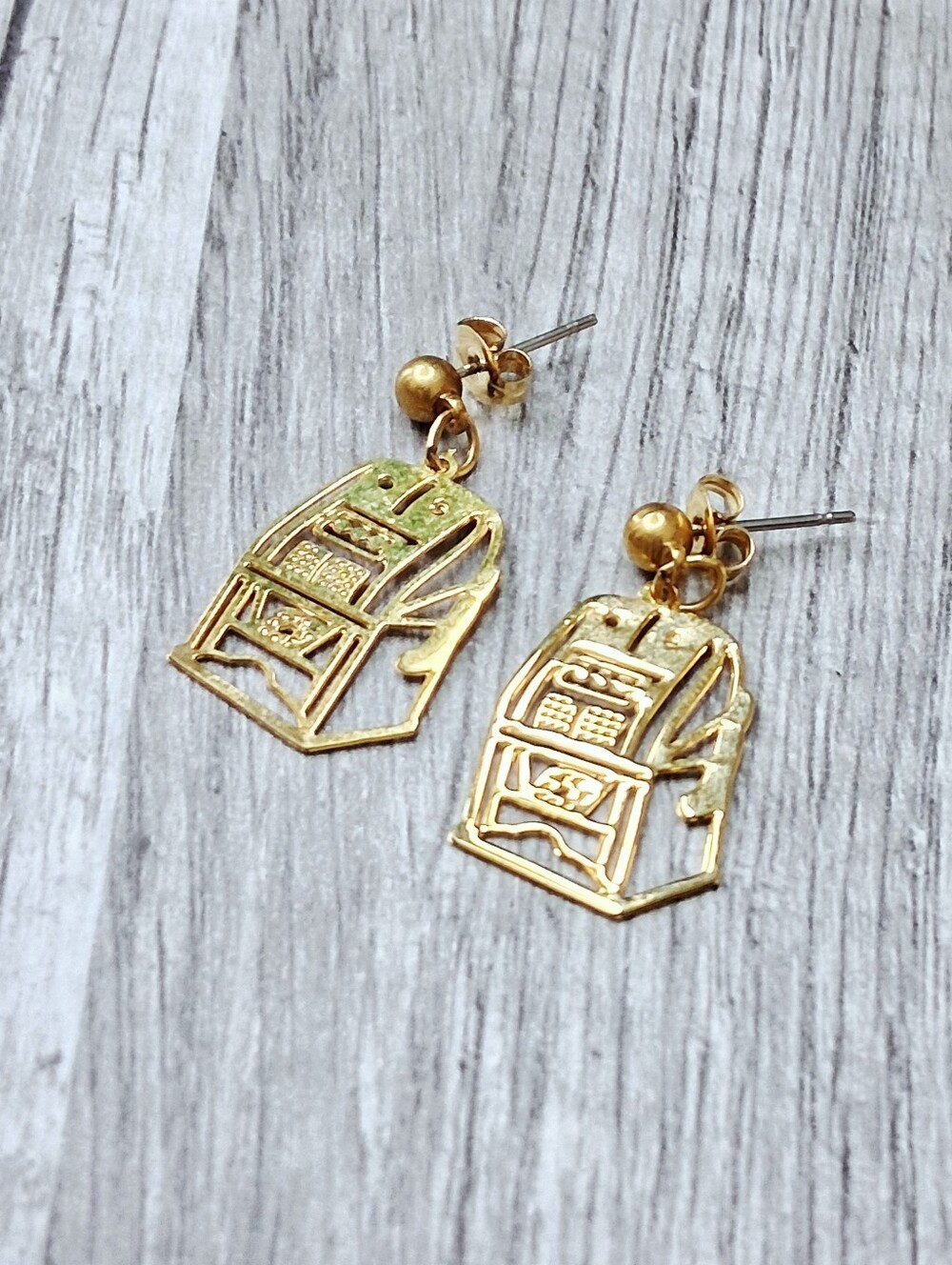 Gold-Tone Vintage Charm Dangle Earrings